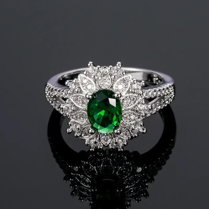 Luxury Fashion Green Zirconia Crystal Ring for Women