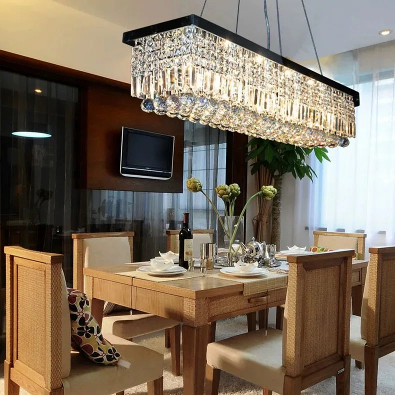 LED Crystal Chandelier Modern Dining Kitchen Hanging Pendant Lamp