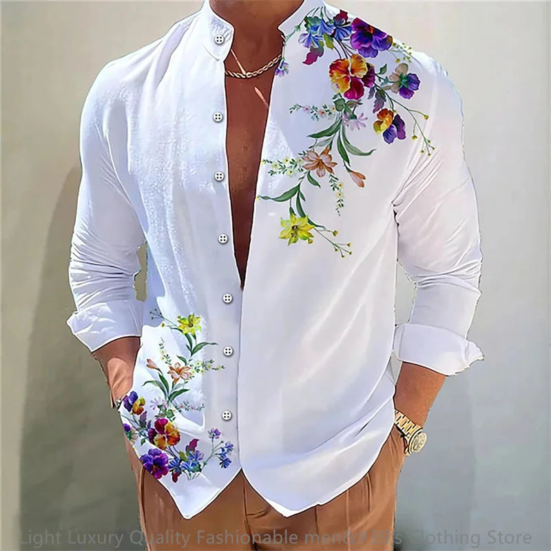 Men's Casual Soft Fabric Shirt Long-sleeved 3D printing XS-6XL
