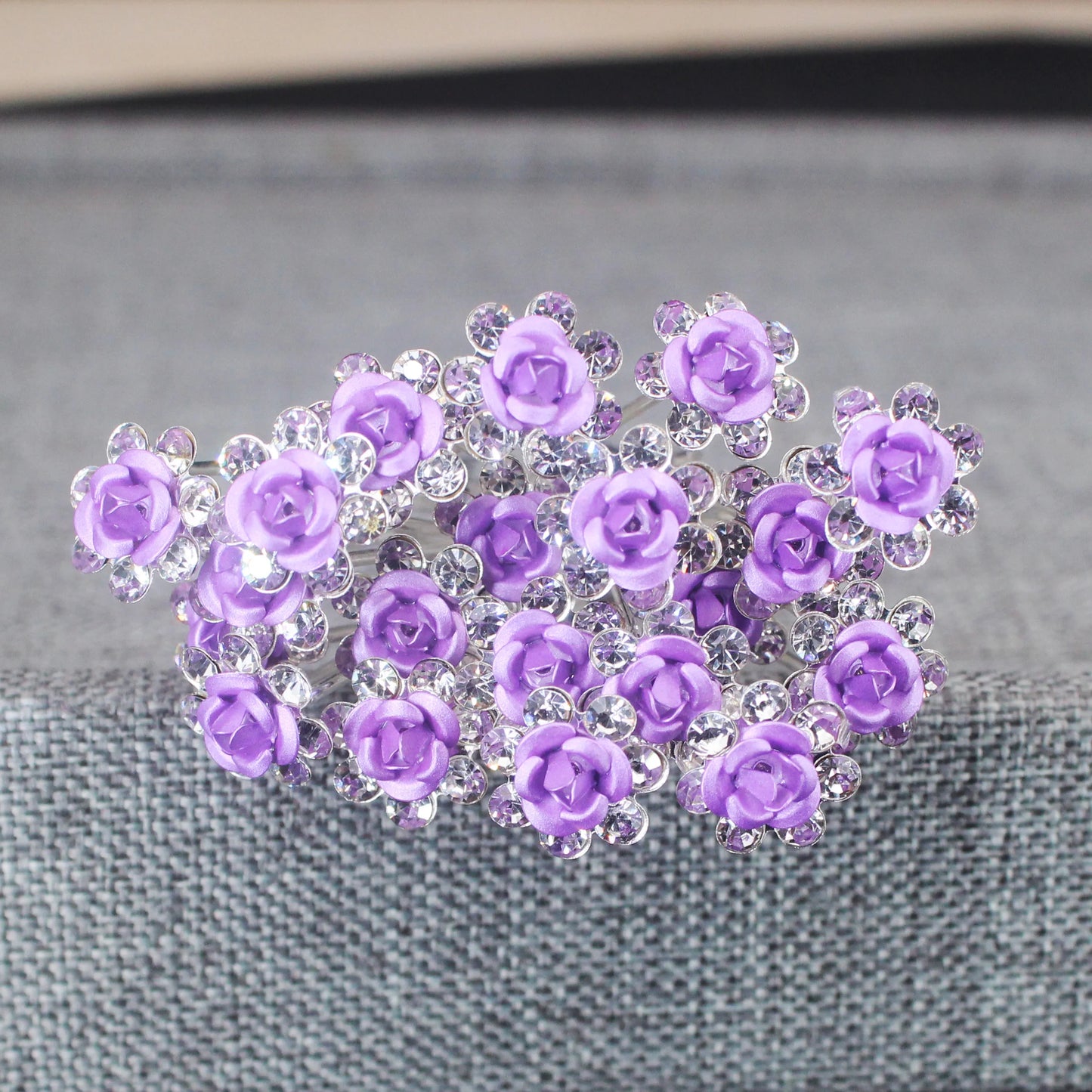 20PCS Rose Flower Rhinestone Hair Clips Crystal Hair Pins for Bridal Wedding Party Daily Hair Jewelry Accessories