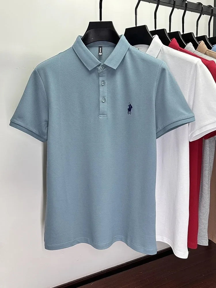 100% Cotton Breathable Short Sleeve Men's T-shirts Men Luxury Embroidery Relaxed POLO Shirt