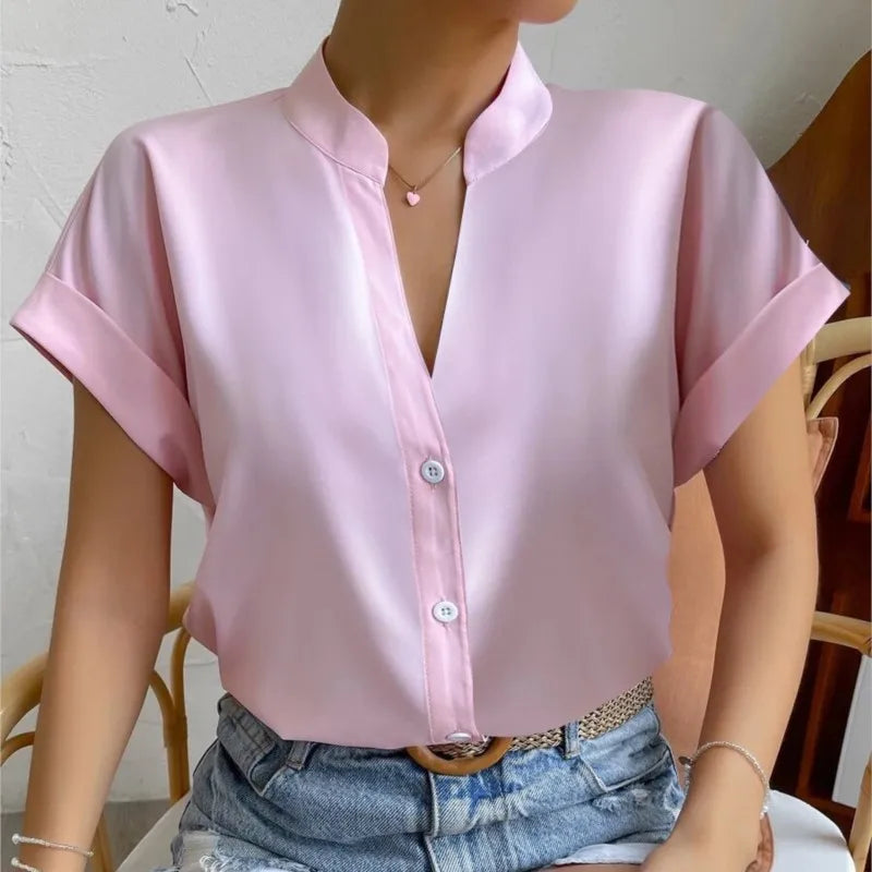 Elegant Summer V-neck Women's Shirt