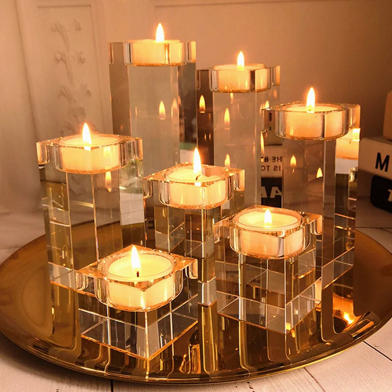 Romantic Clear Crystal Candle Holder Wedding & Home Decorations
