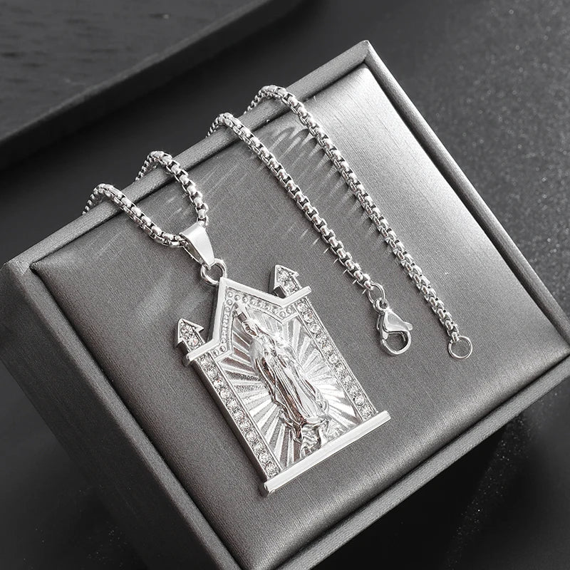 Unisex Virgin Mary Blessing Necklace Pendant