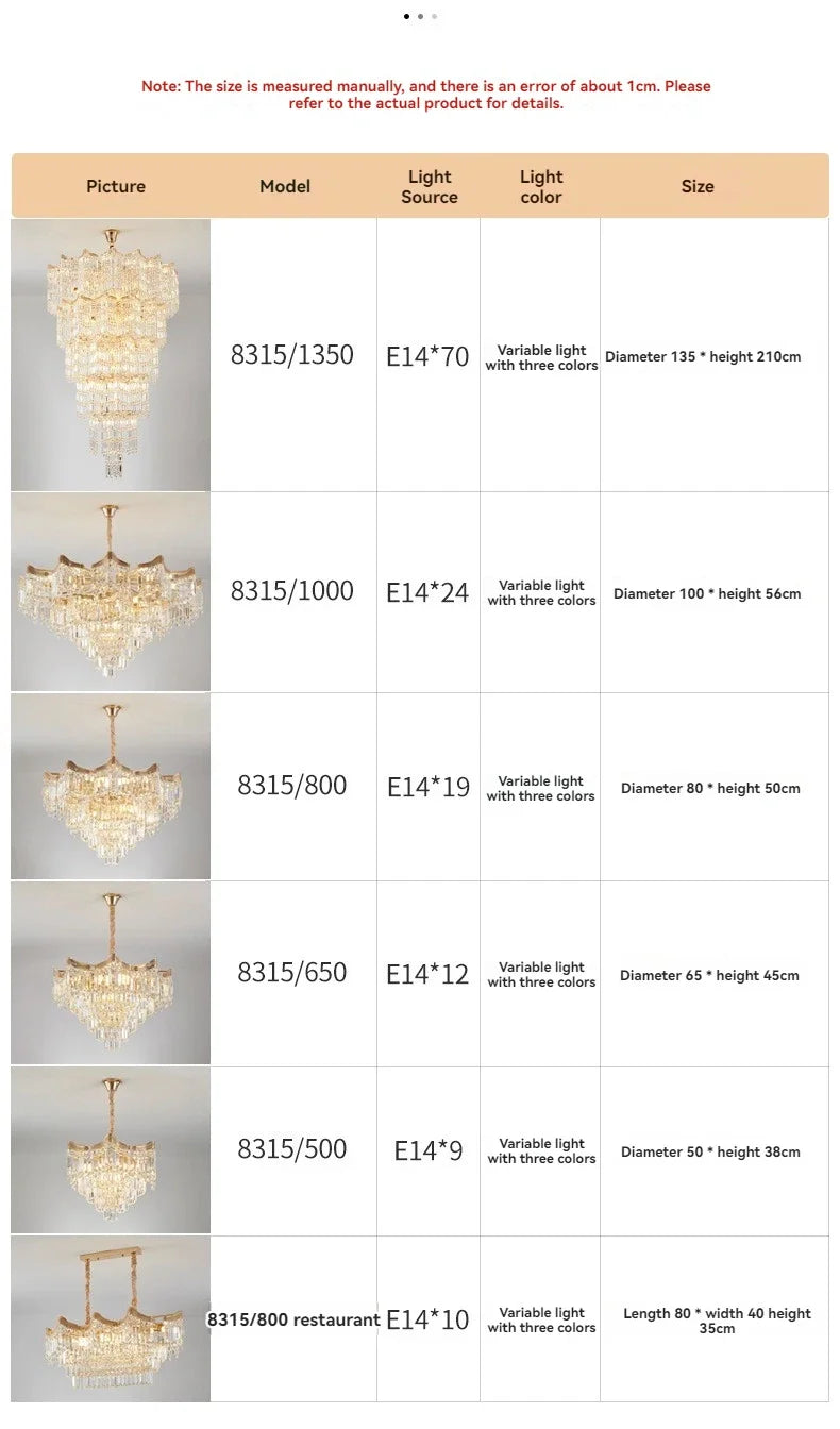 Luxury Stairs Large Crystal Hanging Lamp Chandeliers