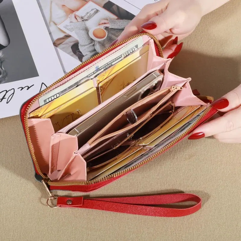 Women's Zipper Wallet with Color Contrast Tassel