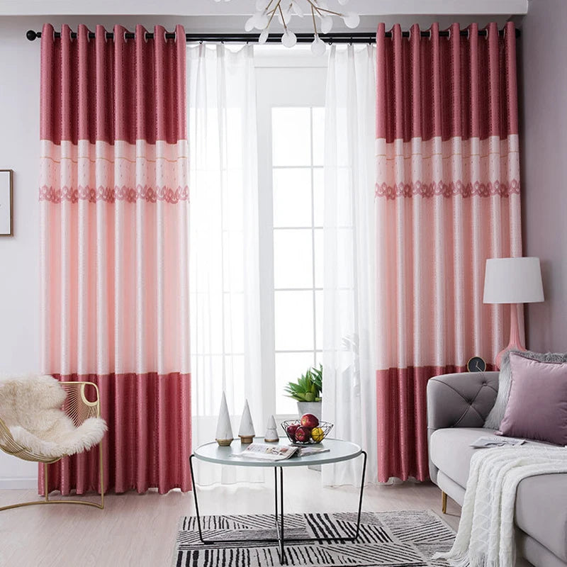 Dreamwood-Jacquard Polyester Curtain, Embroidered Double Craft Curtains, Striped Blackout, Bedroom, Living Room, New Luxury