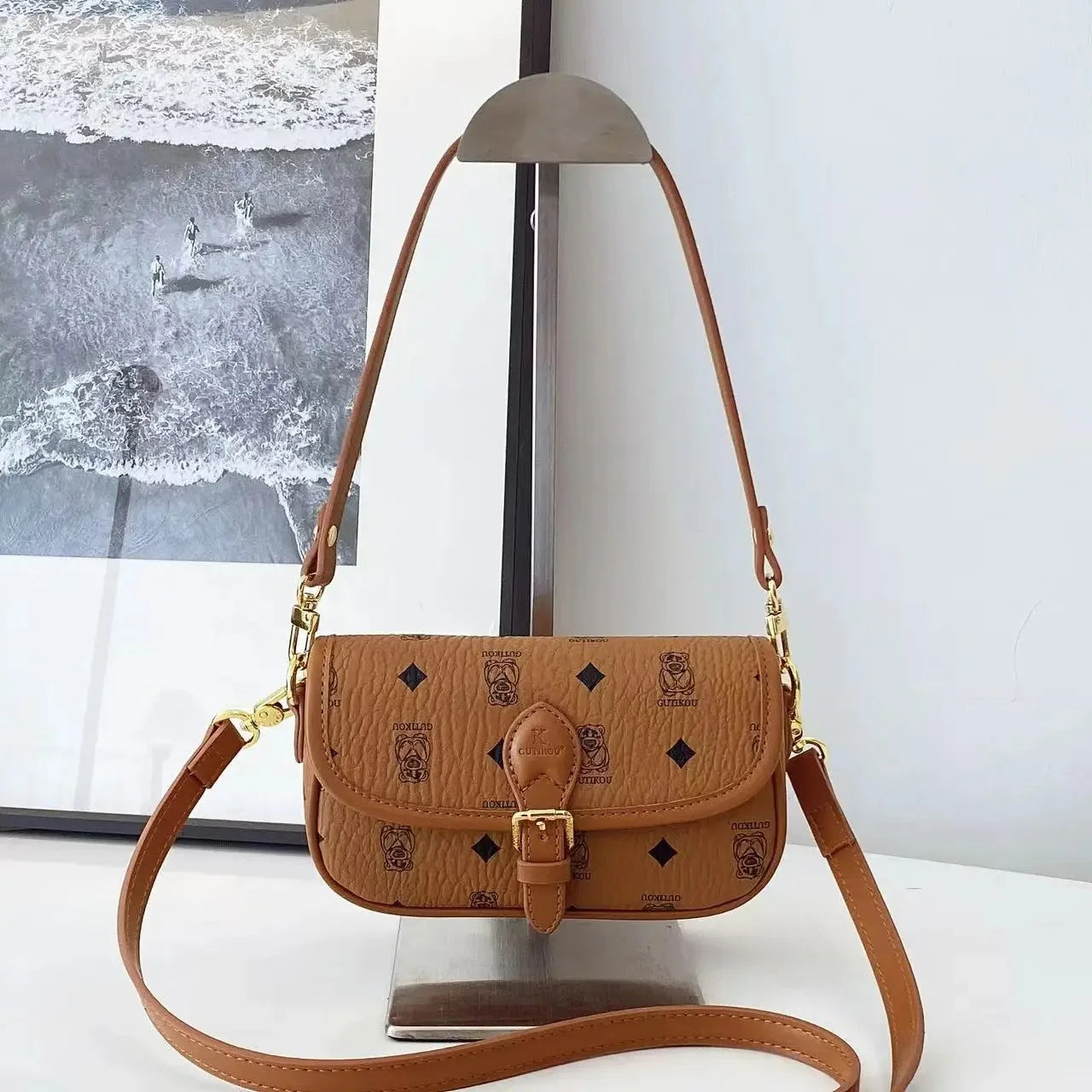 Fashionable Versatile Women's Handbag Shoulder Bag Soft Polyester Fiber Lining Zipper Closure