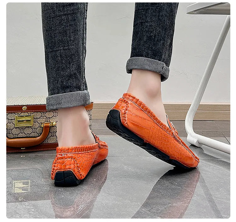 High Quality Luxury Green Snakeskin Leather Men Casual Comfort Lightweight Plus Size 48