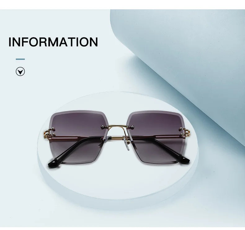 Trendy Polygonal Gradient Women Frameless Sunglasses