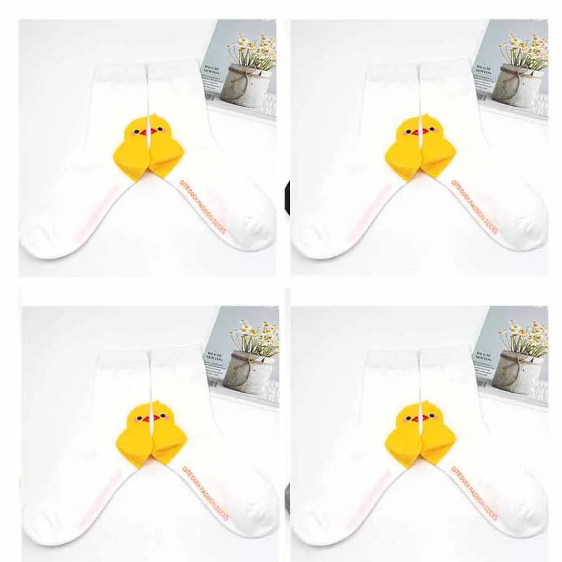 4 Pairs Cotton Pack Women Socks Duck Pattern