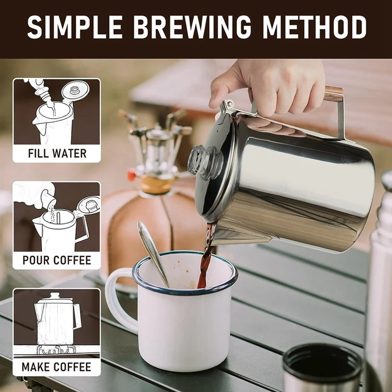 Stovetop Coffee Percolators Stainless Steel Coffee Maker 9 Cup