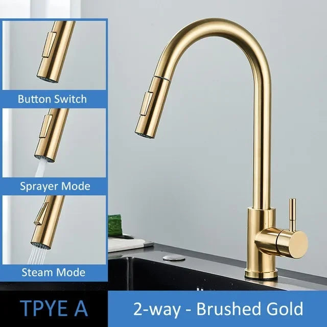 Kitchen Faucet Two Function Single Handle Pull Out Mixer Hot and Cold Water Taps