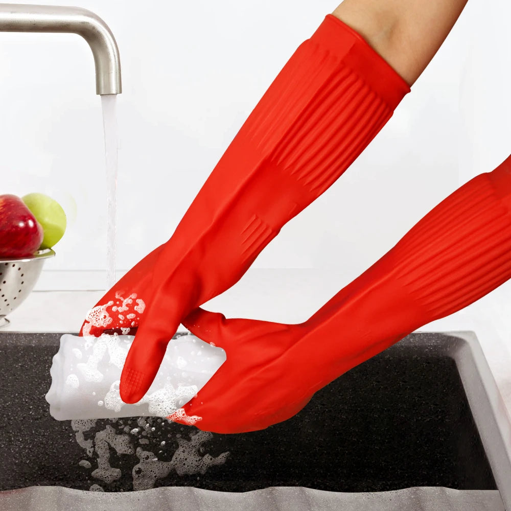 1Pair Lengthen Dishwashing Cleaning Silicone Gloves