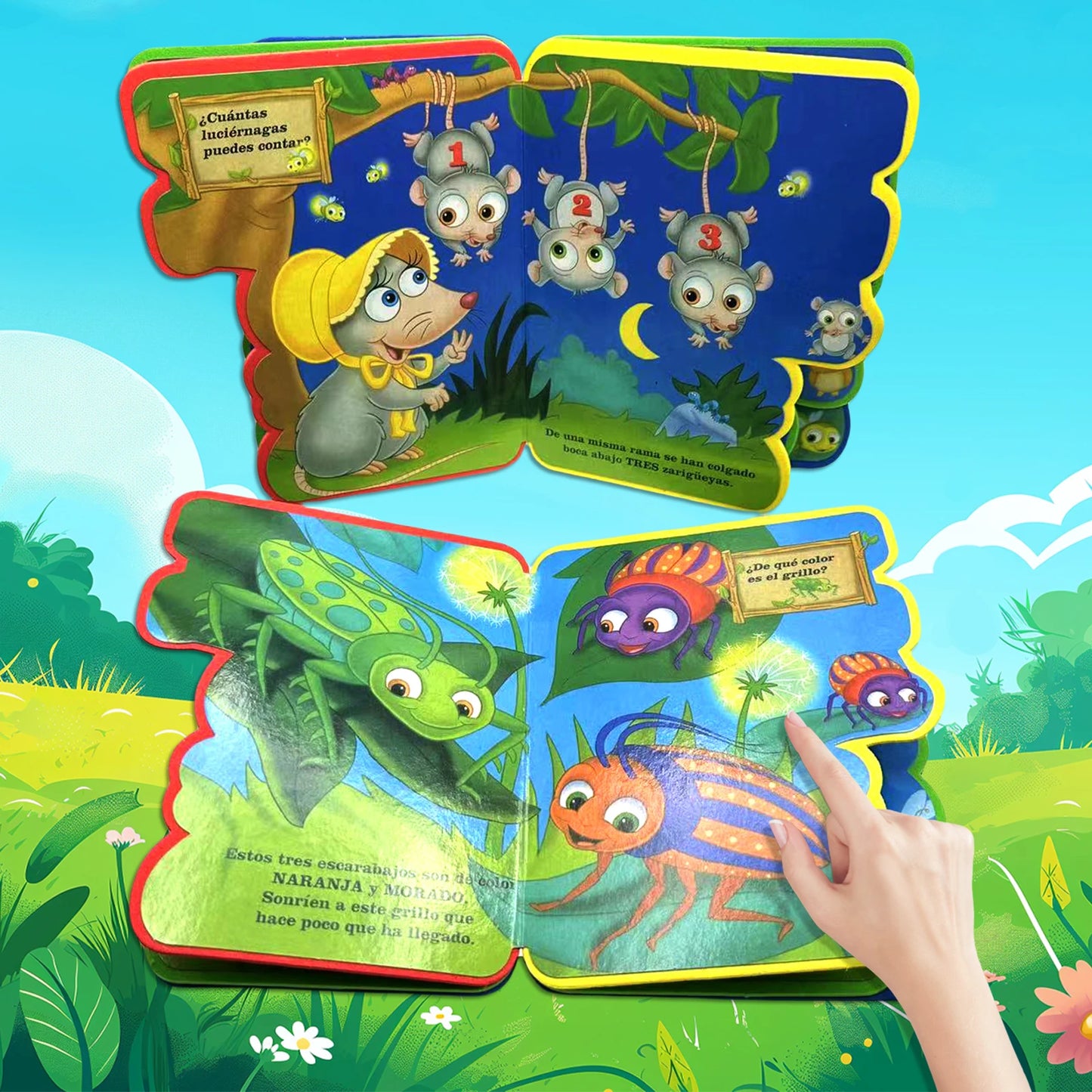 Spanish Children's Cardboard Picture Story Book Animals/Insects Educational Preschool Learning Book Stimulates Kid's Interest
