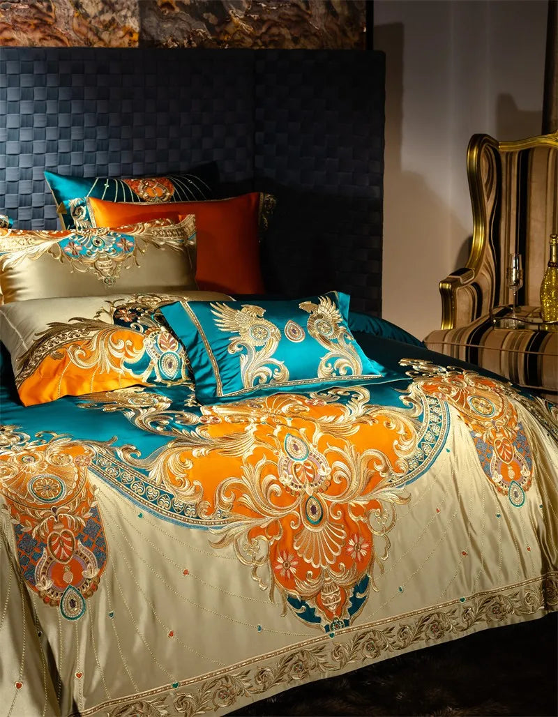 Royal Luxury Bedding Comforter Embroidery Duvet Cover Set 4/6/10Pcs
