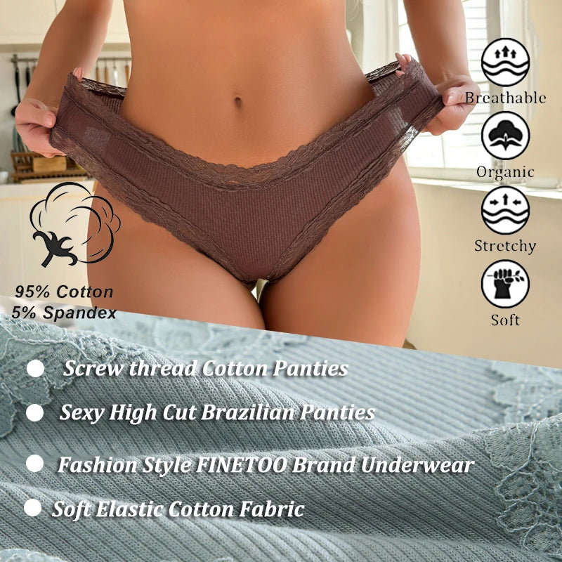 10PCS/Set Women Lace Cotton Panties Sexy Low-Waist