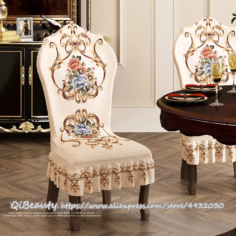 Luxury high-quality European table chair cover Elastic seat cover Protective cover Full skirt stool cover Home decoration