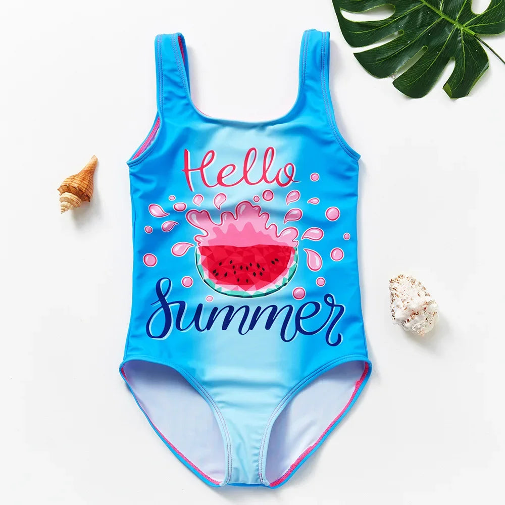 Girl Swimsuit One-Piece Mermaid Fish Scale Unicorn Children's Swimwear 2 - 8 Years
