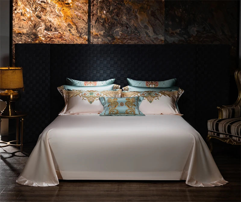 4/6/9Pcs Royal Gorgeous European Palace Embroidery Bedding Set Egyptian Cotton Duvet Cover Bed Sheet Pillowcases