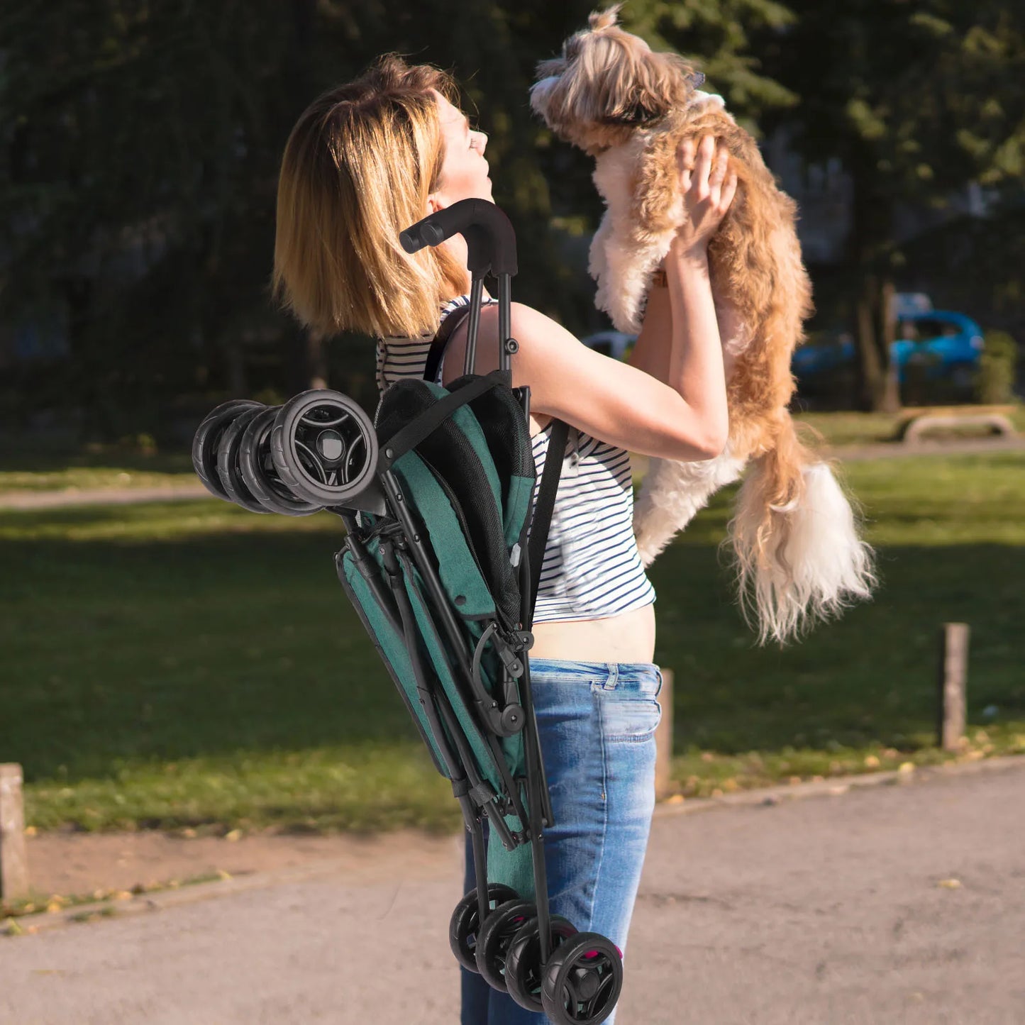 Lightweight Easy Travel Folding Puppy Stroller for Cat or Dog