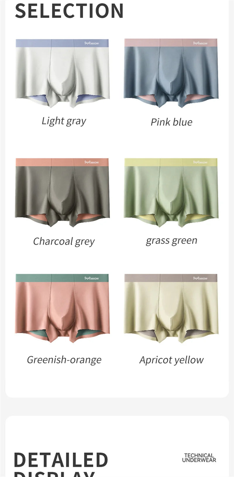 3Pcs 100% Cotton Silk Crotch Men's Antibacterial Boxers