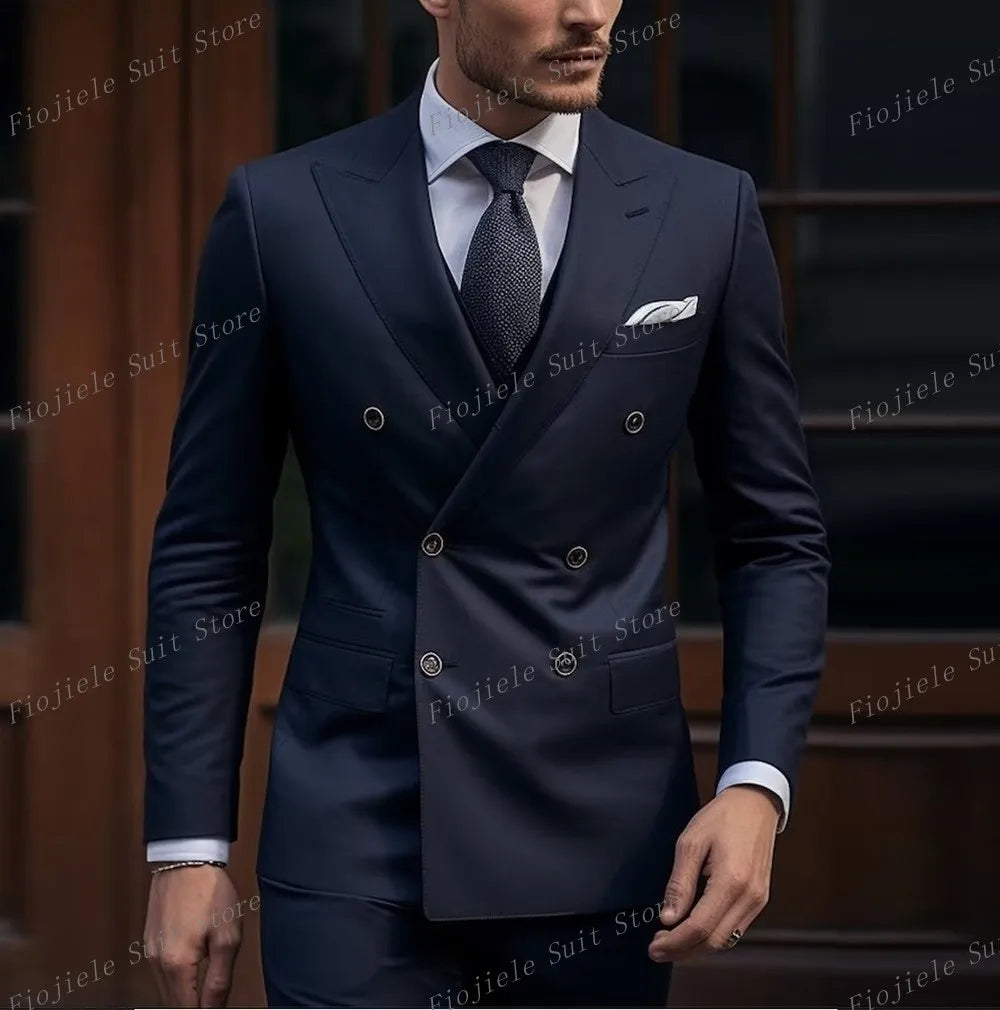 Men Business Formal Occasion Tuxedos Suit 2 Piece Set Blazer Pants