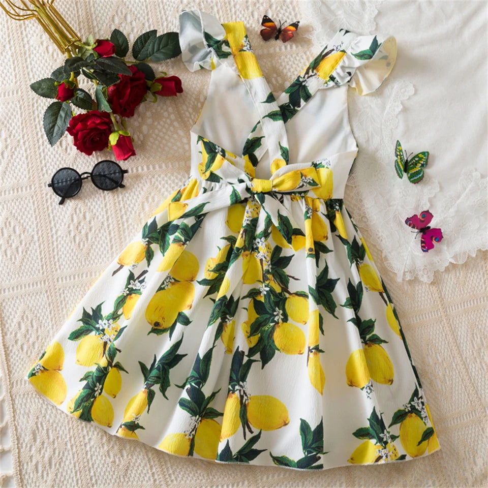 Beach Party Colorful Floral Print Backless Elegant Girl Party Dress