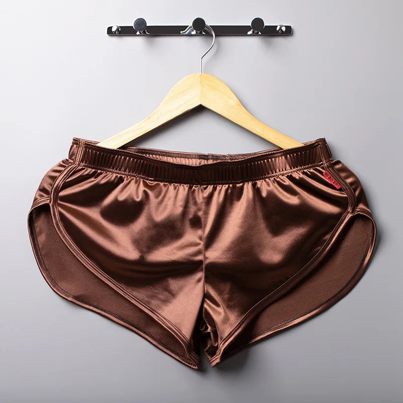 1 PCS Men's Sexy Pajamas Boxer Shorts Smooth Silk Underwear
