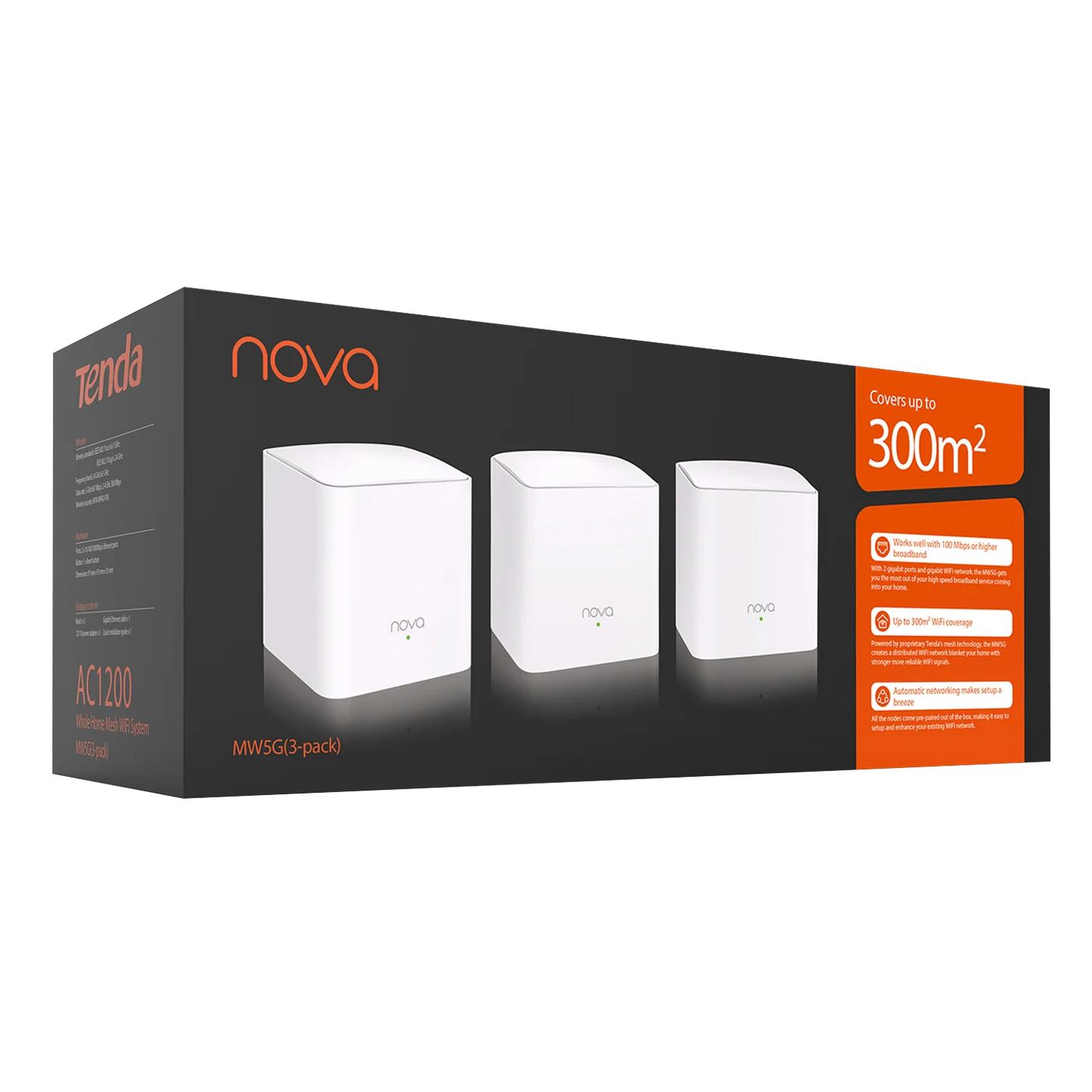 Tenda Mesh WiFi Router AC1200 2.4&5Ghz MW5G 1200mbps Nova Mesh Router Up to 6000 Sq.ft Tenda Global Version Gigabit Mesh Router
