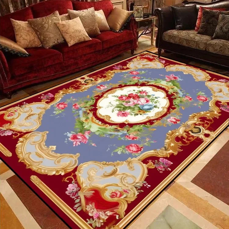 Luxury European Floral Carpets for Living Room Bedroom Carpet Home Floor Mat