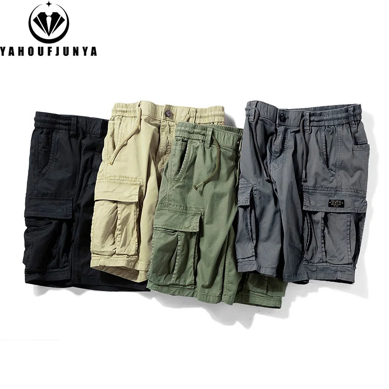 Men's Summer Outdoor Leisure Soft Cotton Shorts Drawstring Buttons