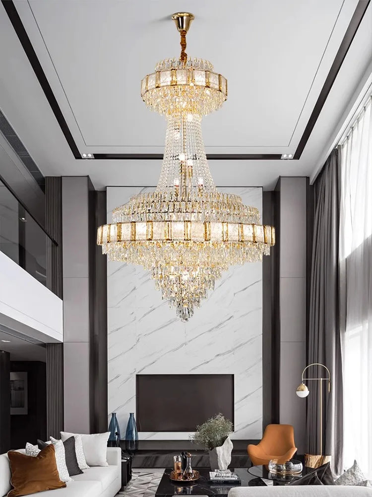 Luxury Gold Large Crystal Chandelier Nordic Home Decoration Led High-end Hanging Lamp