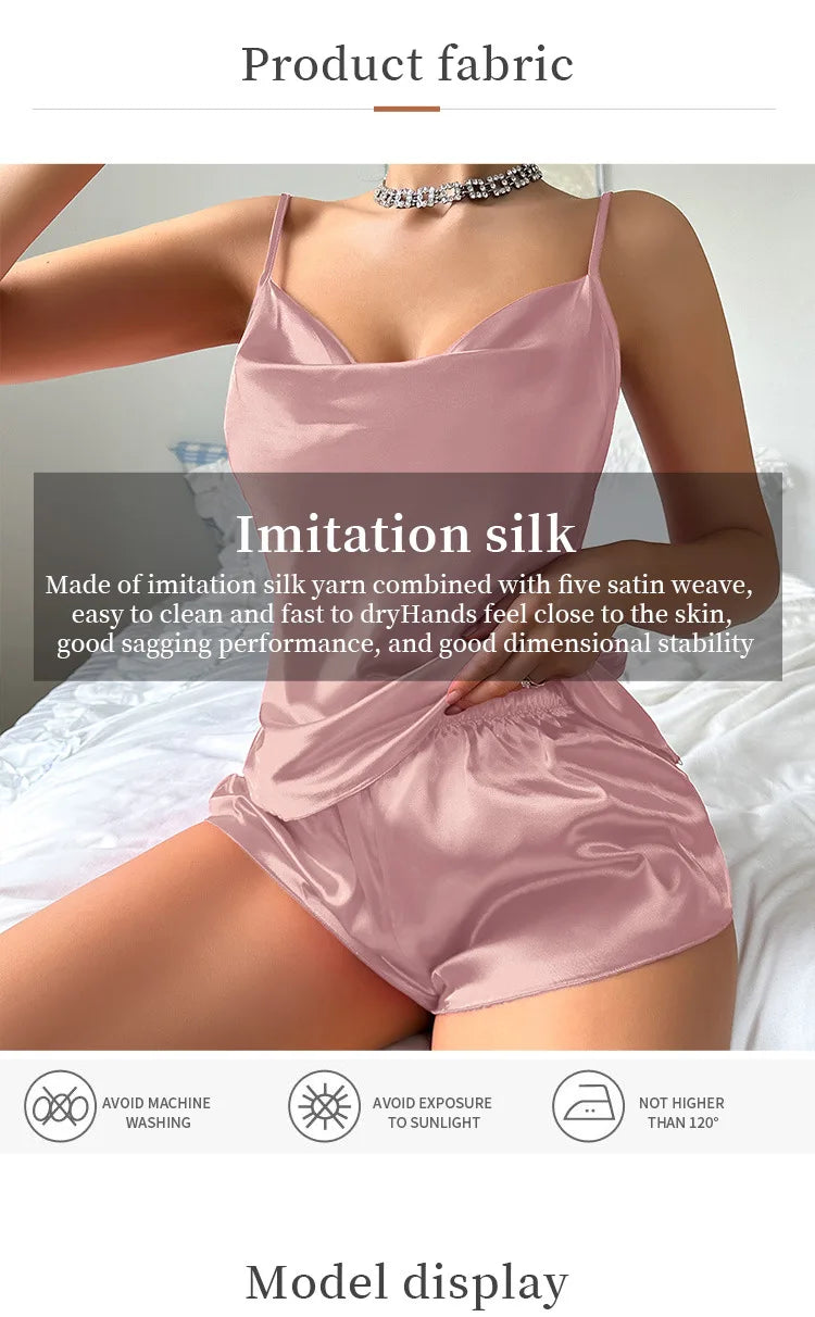 Luxury Silk Women Sleepwear Two-piece Set