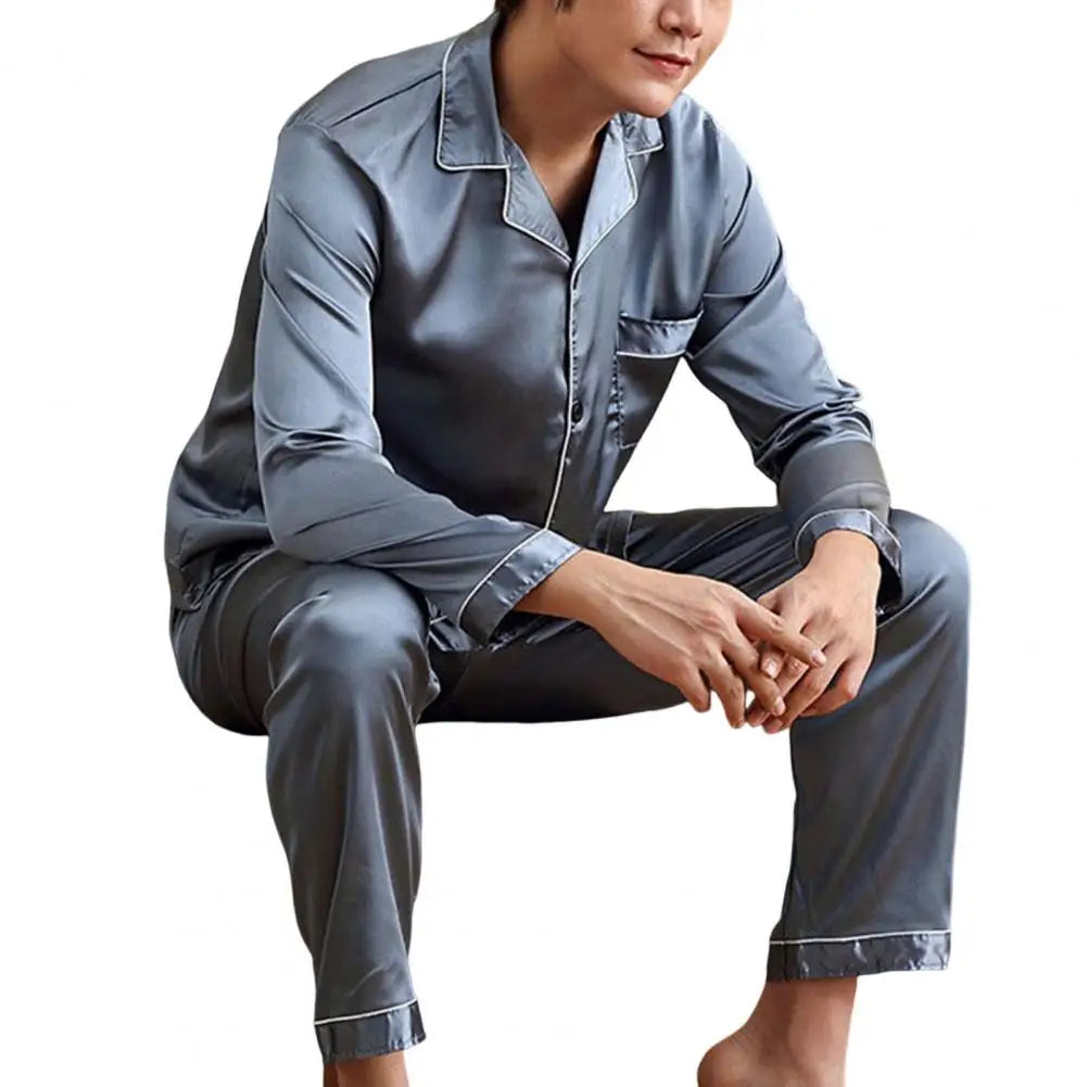 Pajama Sets For Men's Satin Silk