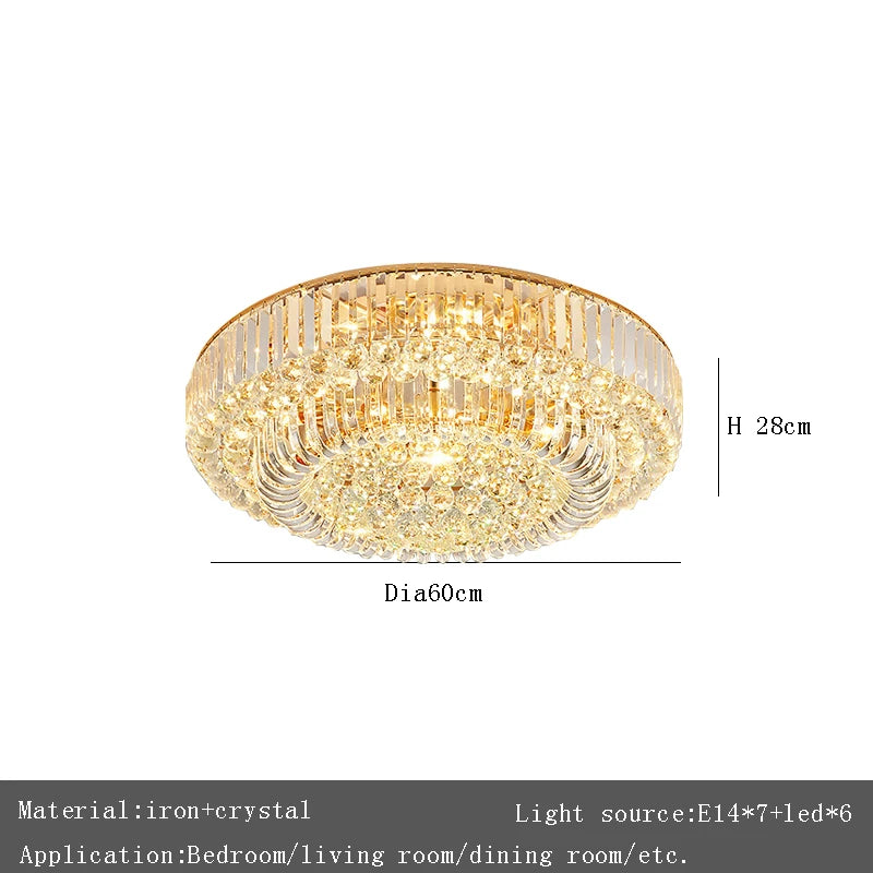 European Large Round Luxury Crystal Ceiling Chandelier
