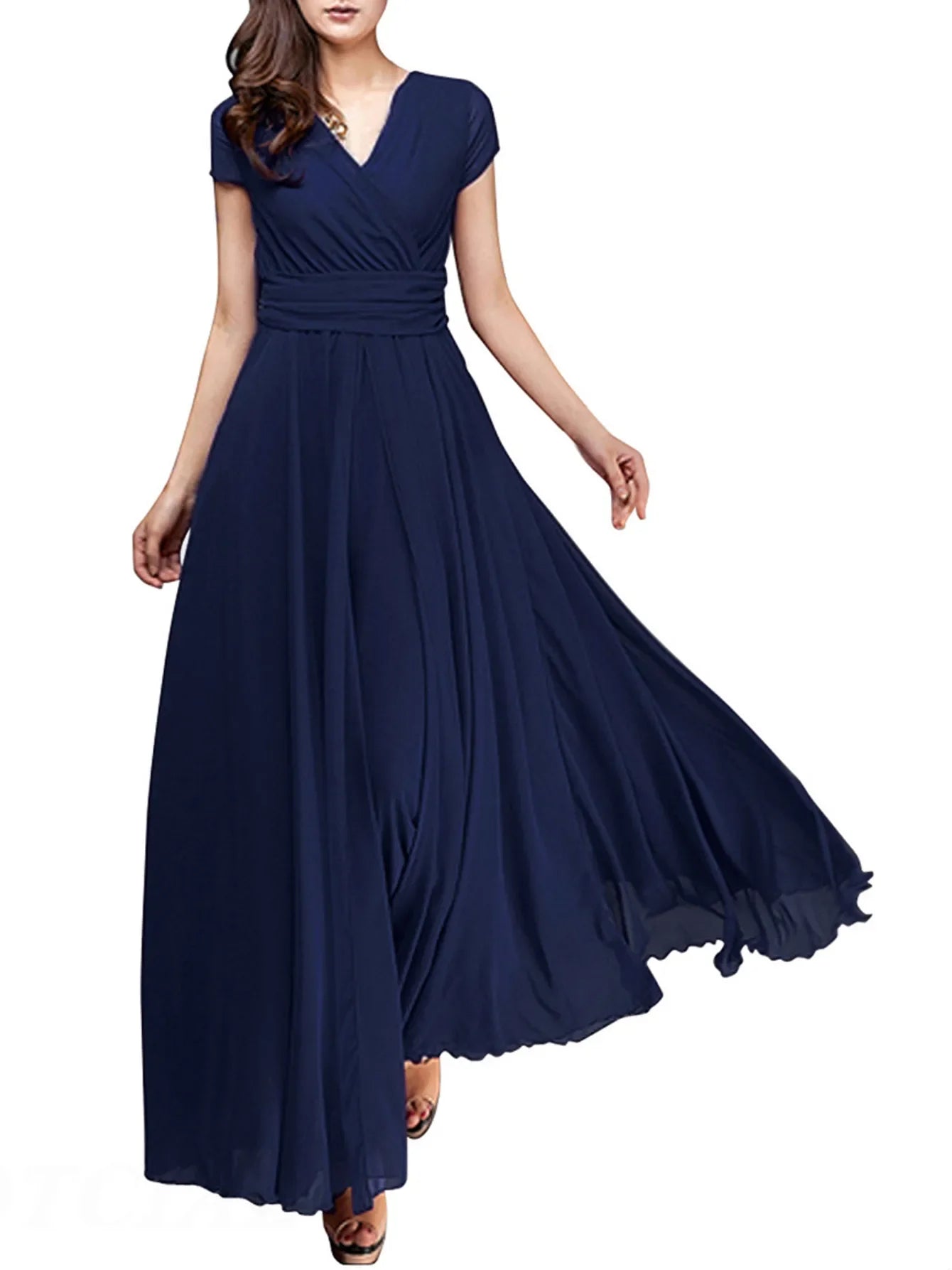 Women's Bohemian Maxi Long V-neck Sleeveless Dress
