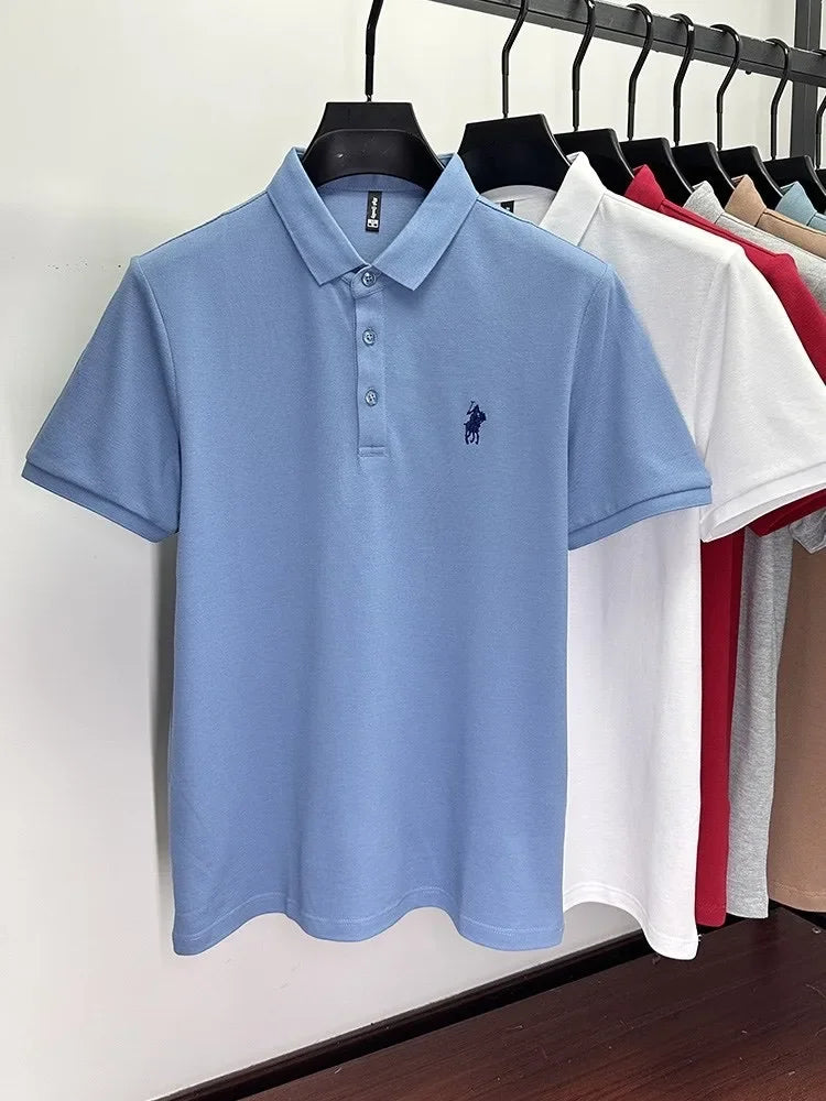 100% Cotton Breathable Short Sleeve Men's T-shirts Men Luxury Embroidery Relaxed POLO Shirt