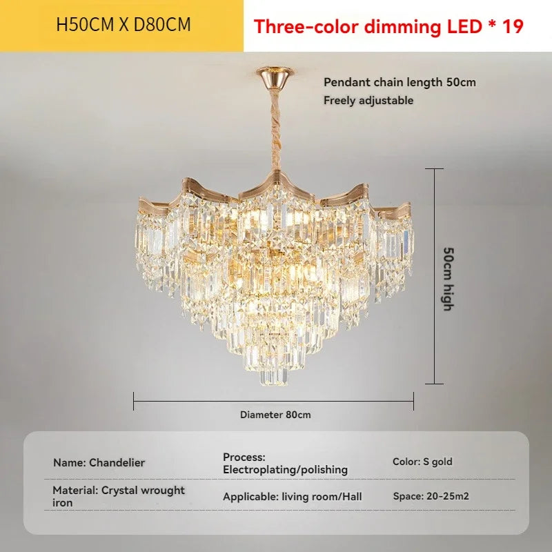 Luxury Stairs Large Crystal Hanging Lamp Chandeliers