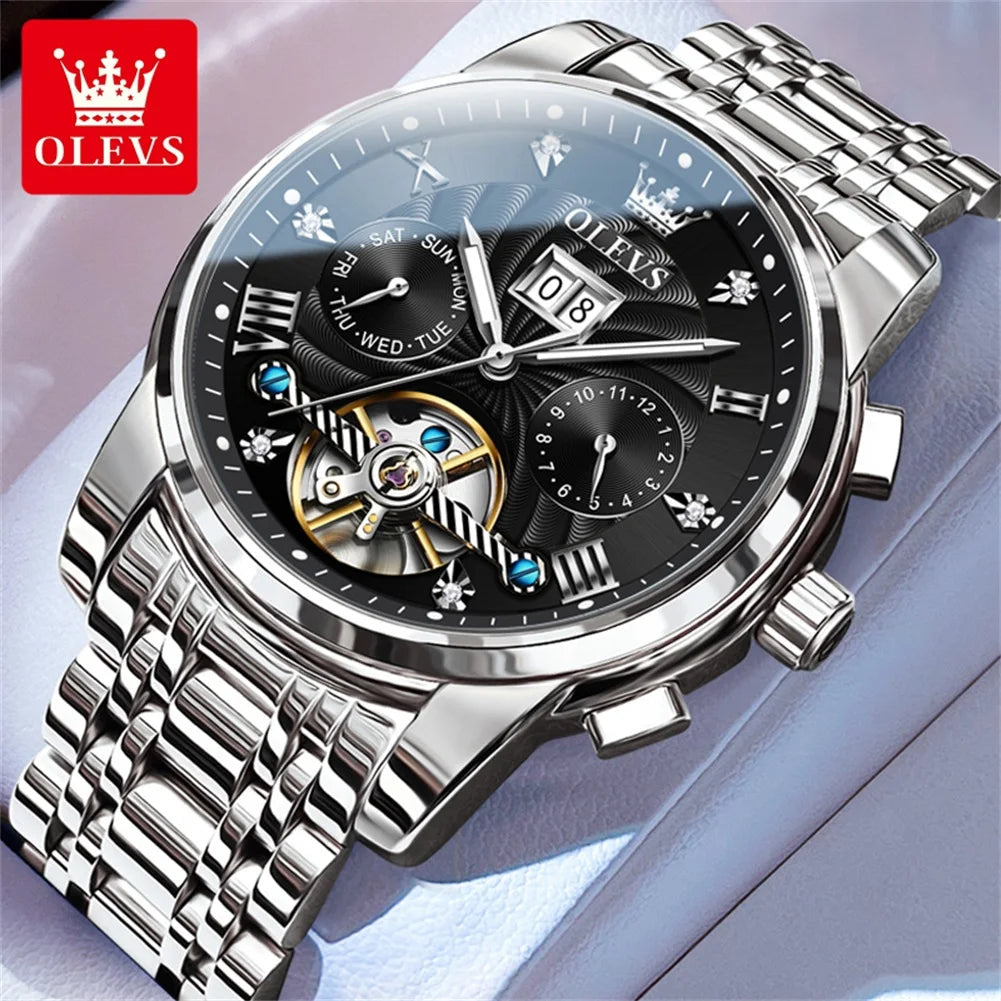 OLEVS Classic Men's Watch Tourbillon Multi-function Full Automatic Men Watch
