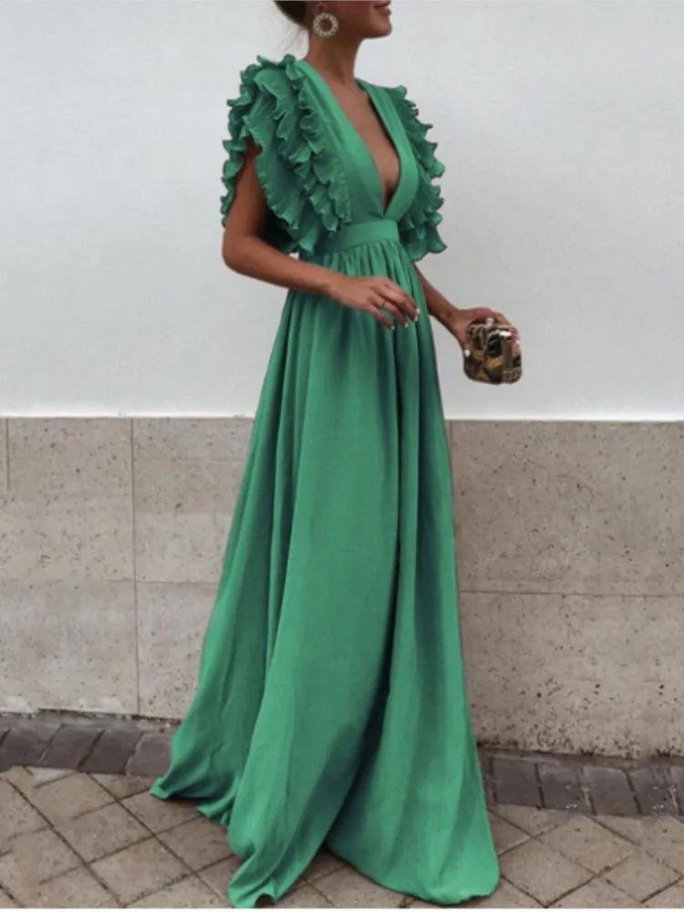 Elegant Sexy V-neck Backless Dress