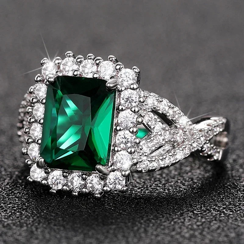Luxury Fashion Green Zirconia Crystal Ring for Women