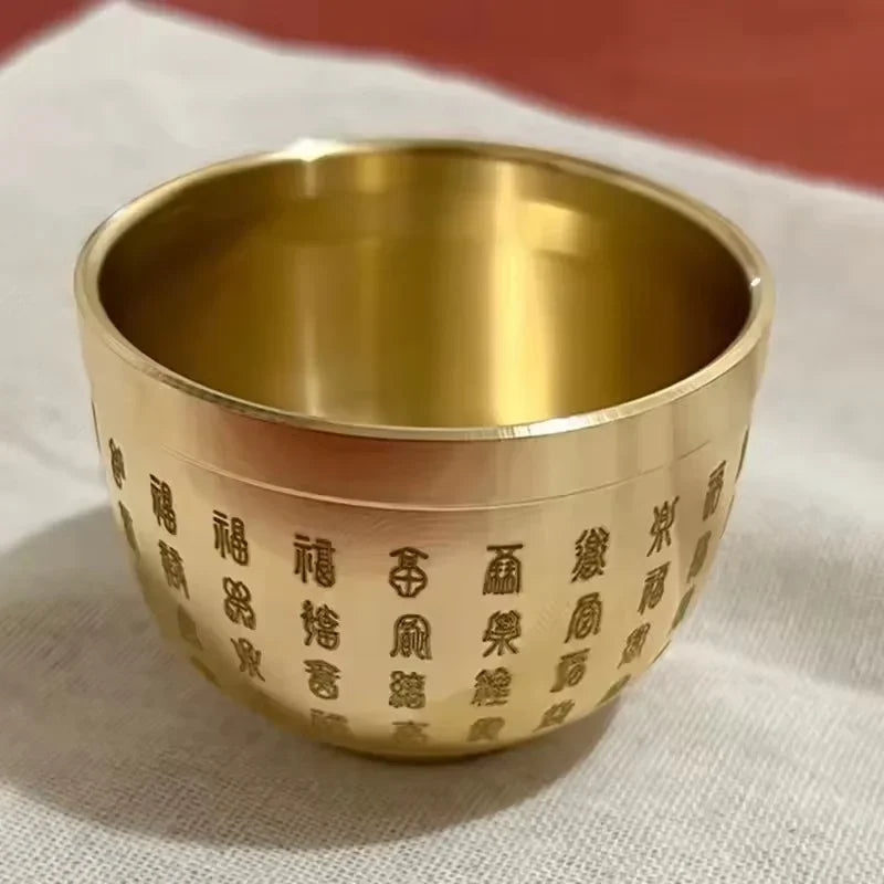 Home Decor Hundred Blessings Small Bowl Brass Fortunate Attract Wealth Good Luck Magical Power