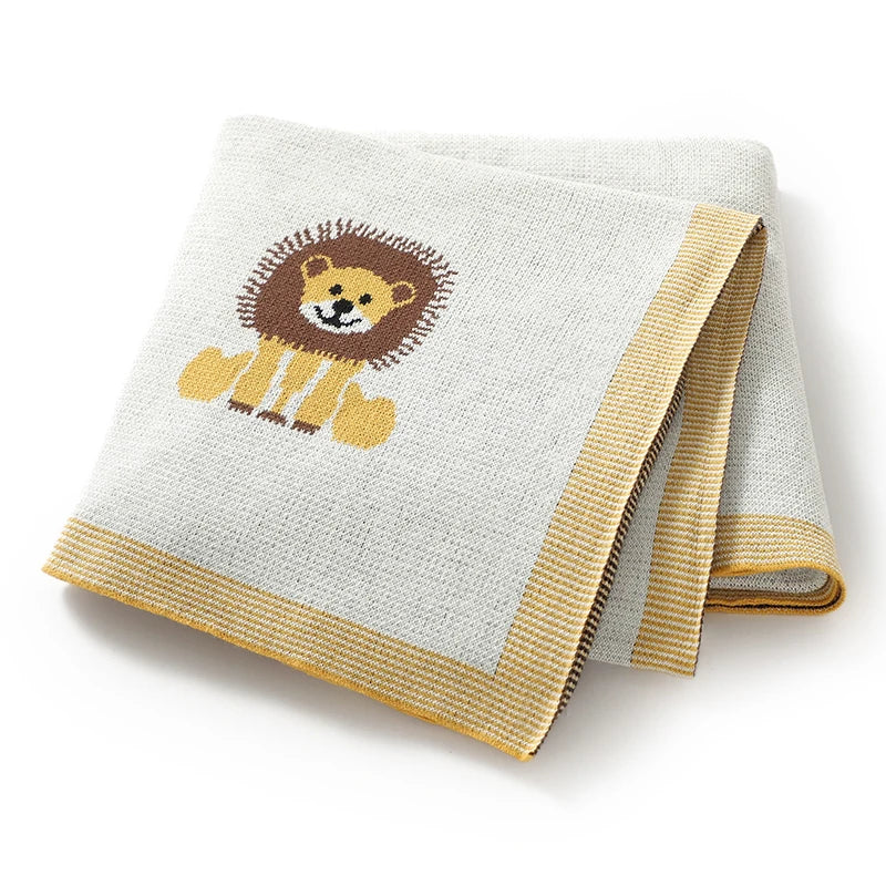 Infant Baby Blankets Cotton Knitted Newborn Girls Boy Bedding Quilt Cute Lions 100*80CM Stroller Swaddling Super Soft Sleep
