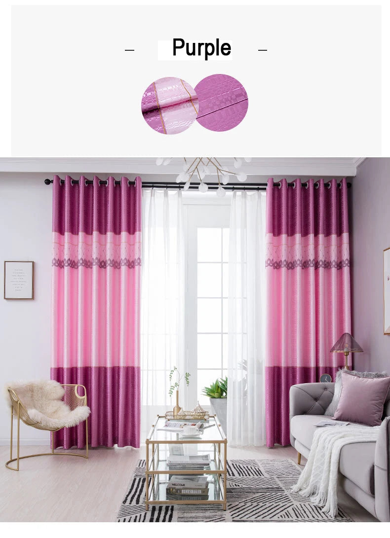 Dreamwood-Jacquard Polyester Curtain, Embroidered Double Craft Curtains, Striped Blackout, Bedroom, Living Room, New Luxury