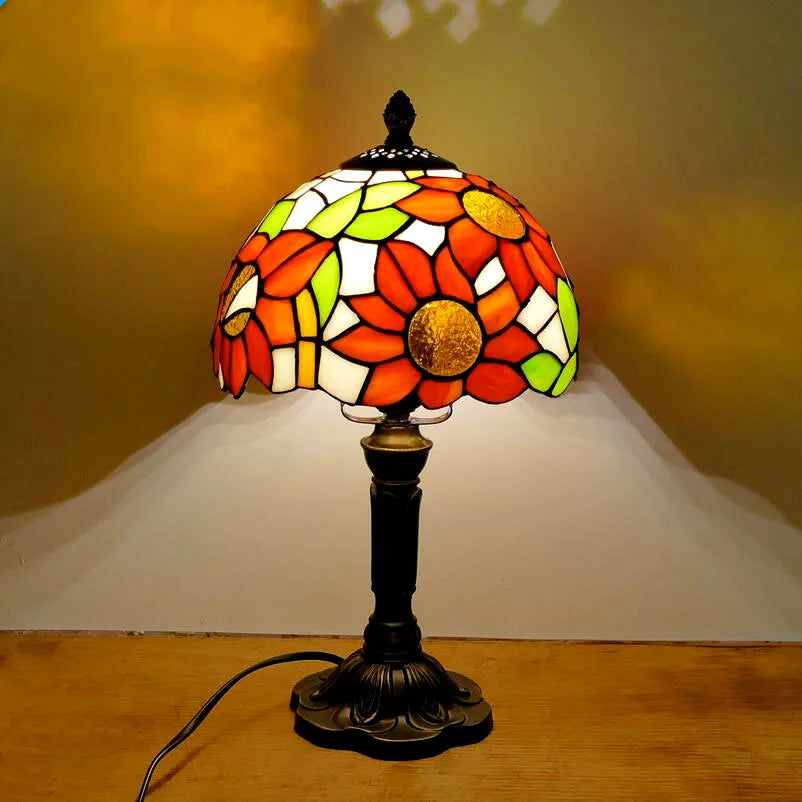 Mediterranean Baroque Retro Style Stained Colorful Handmade Glass Table Lamp E27