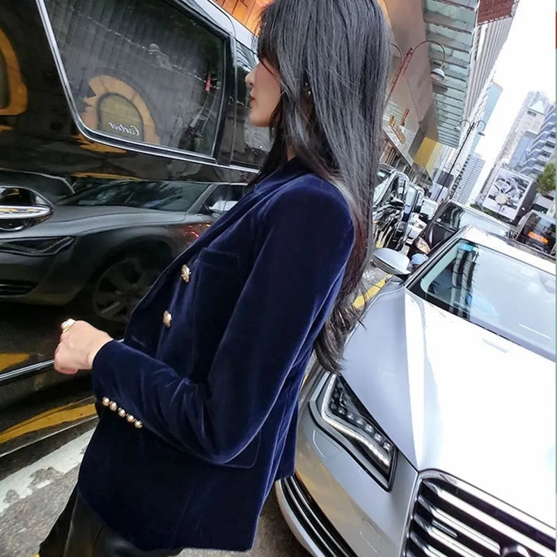 Women Slim Velvet Blazer