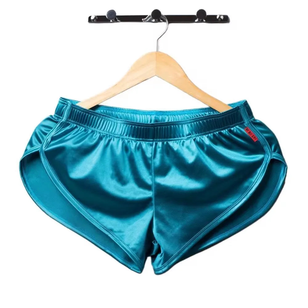 1 PCS Men's Sexy Pajamas Boxer Shorts Smooth Silk Underwear