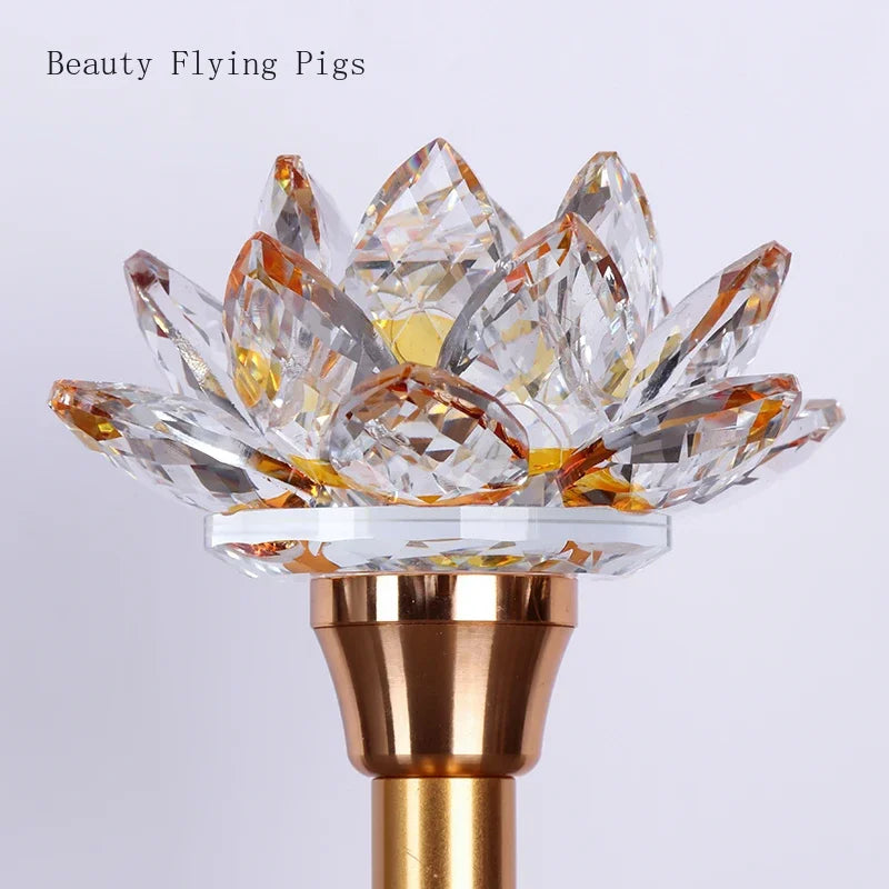 Colorful Glass Lotus Simulated Candlestick, Feng Shui Peace and Love