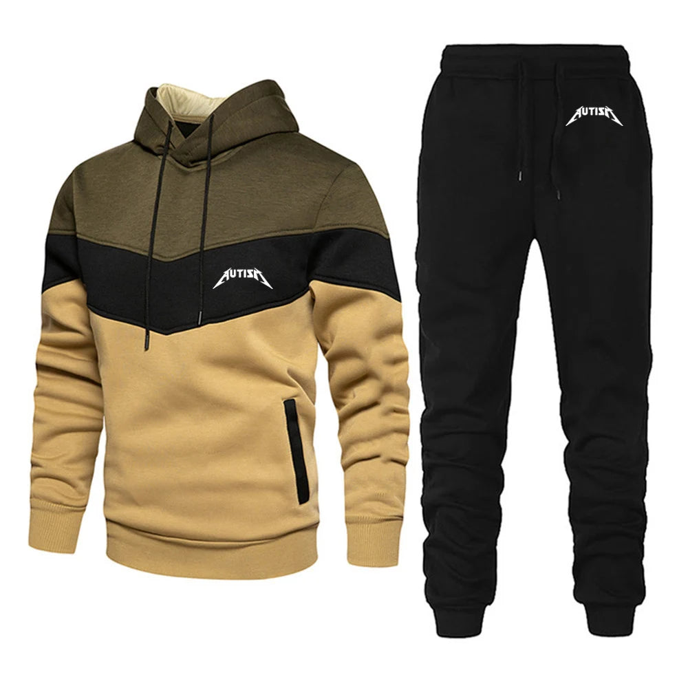 Spring Autumn Men's High Quality Long Sleeve Hooded + Leisure Pants